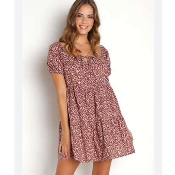 LACAUSA Playa Mini Dress Cocoa Magic Mushroom Size S - Picture 2 of 7